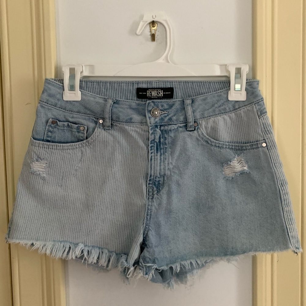 Pinstripe jean shorts
